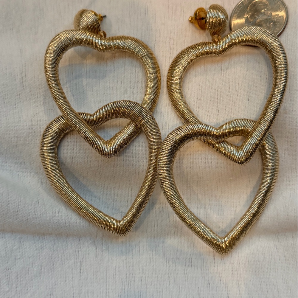 Gold Heart Link Drop Earrings